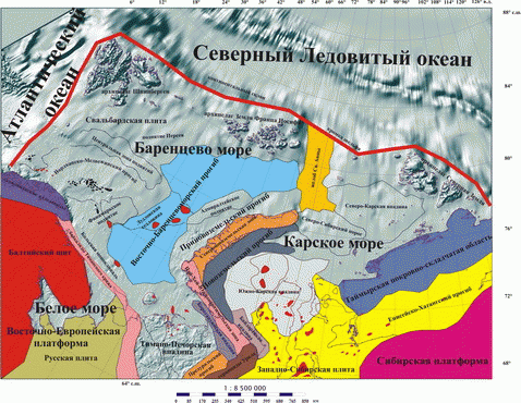 Батиметрическая карта баренцева моря