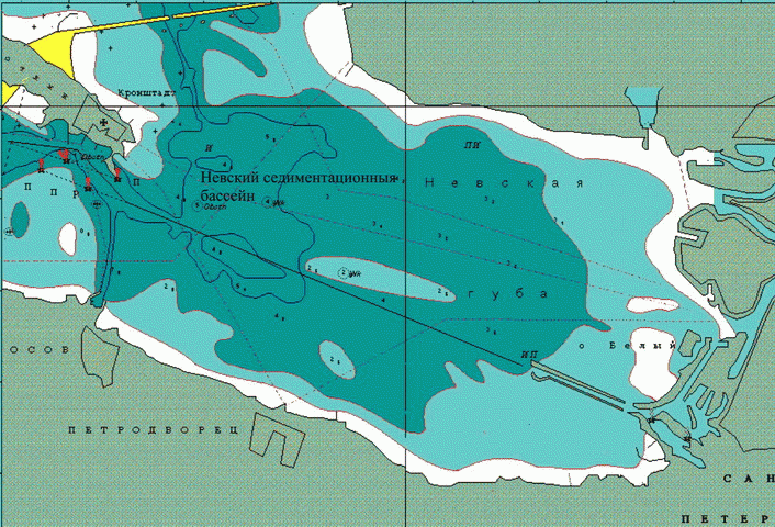 Карта глубин невской губы