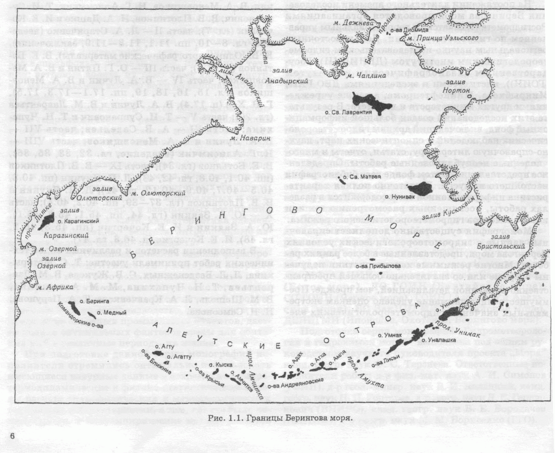 Берингово море контурная карта